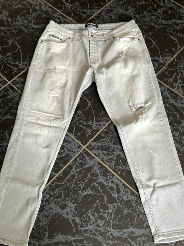 Jean gris troué slim L
