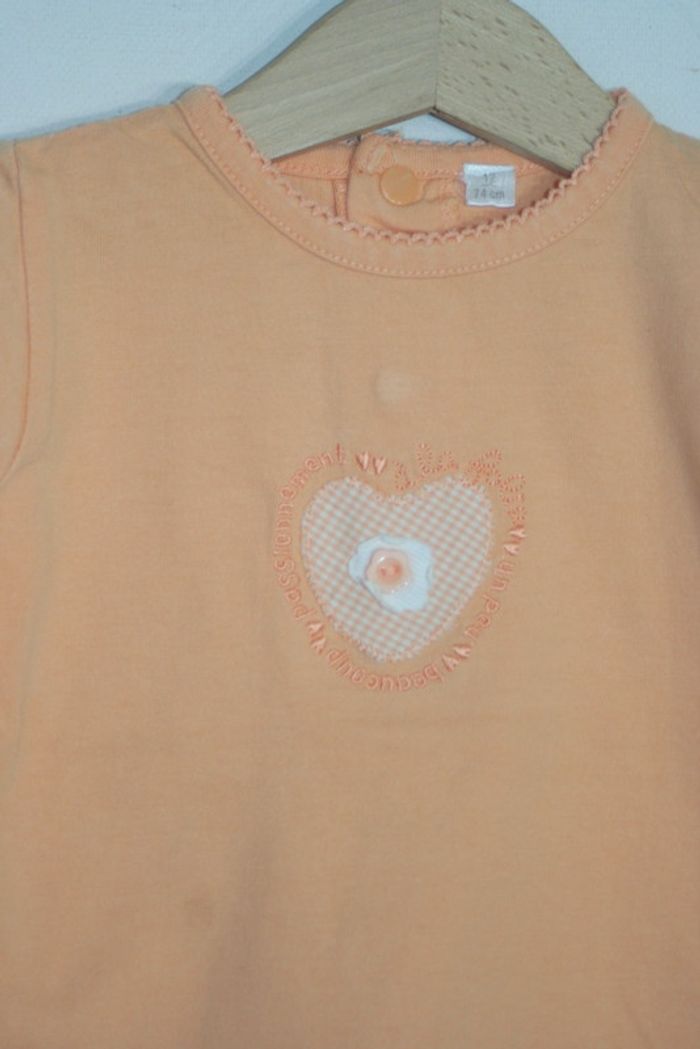 Tee-shirt abricot manches courtes taille 12 mois - photo numéro 2
