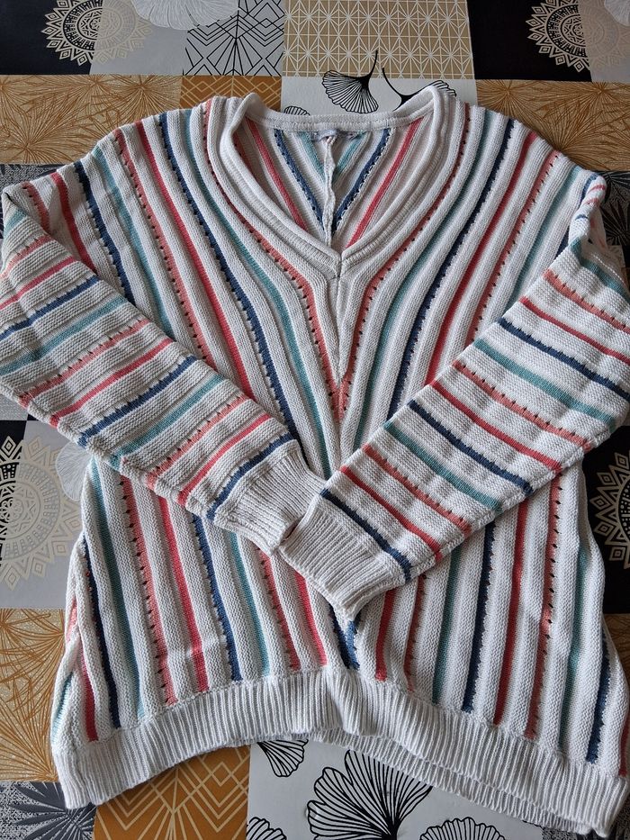 Pull femme à rayures multicolores taille 42-44