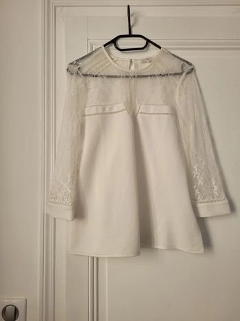 Joli top blanc à dentelle Grace & Mila Taille S Neuf