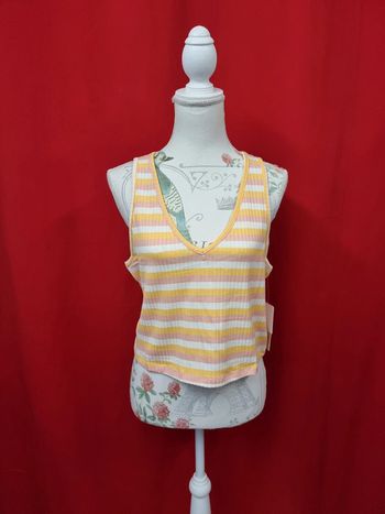 Justfab débardeur rayé blanc pêche * taille XL *