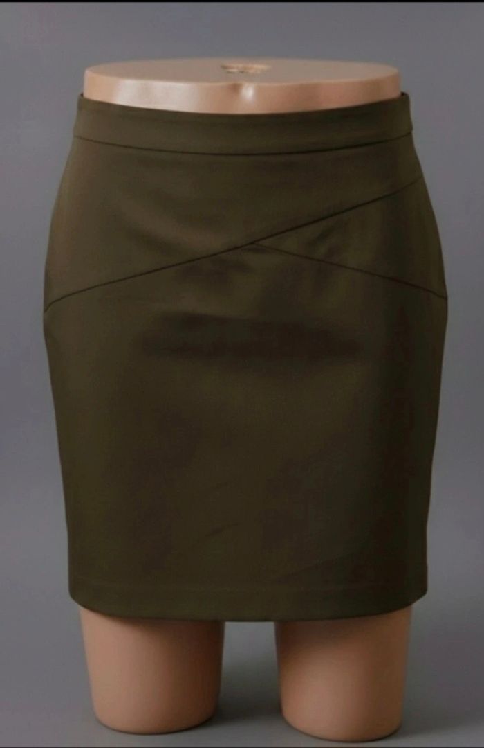 Jupe crayon kaki camaïeu taille 44 - photo numéro 2