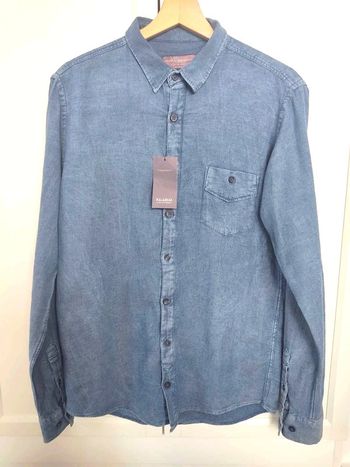 Chemise bleu effet jean délavé Pull & Bear Taille M nid d'abeille 100% coton NEUVE