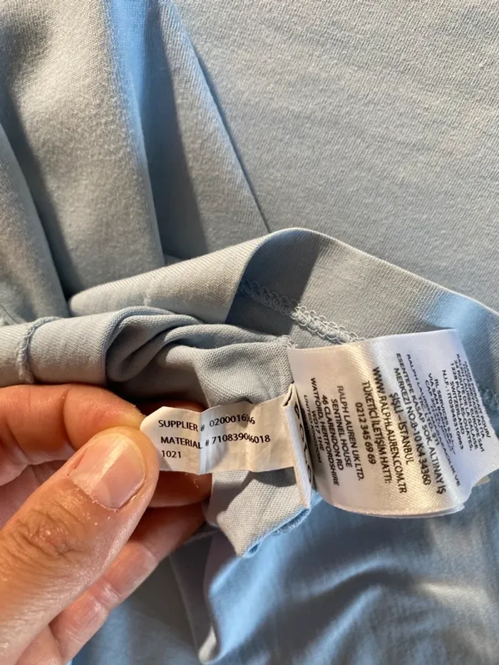 T-shirt Ralph Lauren Homme Bleu pâle Logo brodé centré Taille L - photo numéro 8