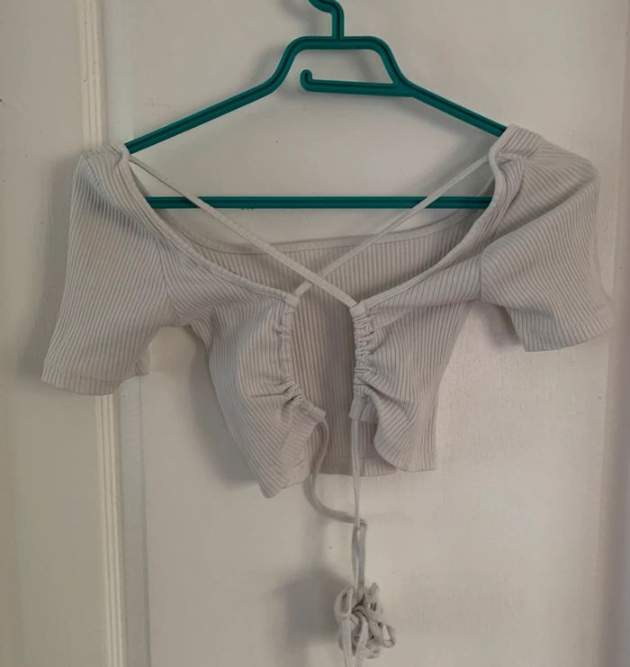 Haut stradivarius M blanc à lacets - photo numéro 3