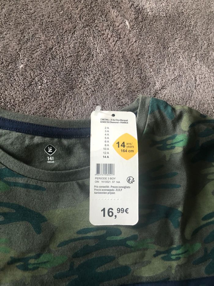 T shirt vert camouflage taille 14 neuf Z - photo numéro 3