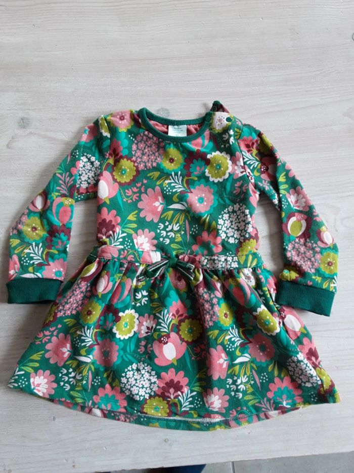 Magnifique robe sweat pull coton biologique fleurs T. 3 ans