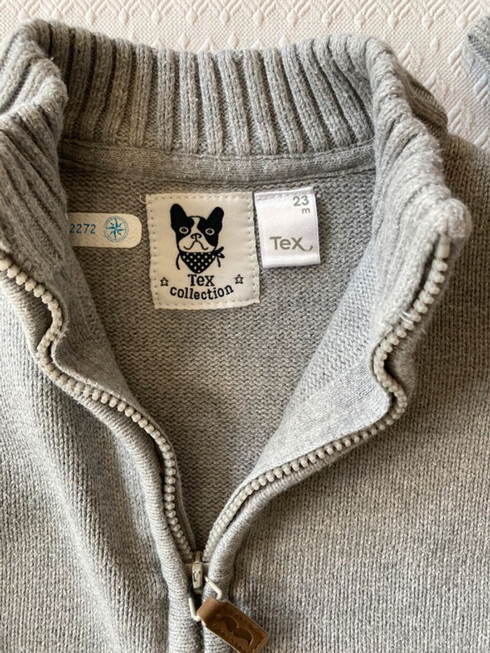 Gilet zippé gris 24 mois / 2 ans TEX - photo numéro 2