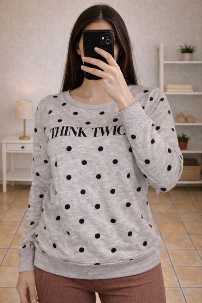 Sweat gris à pois stradivarius m