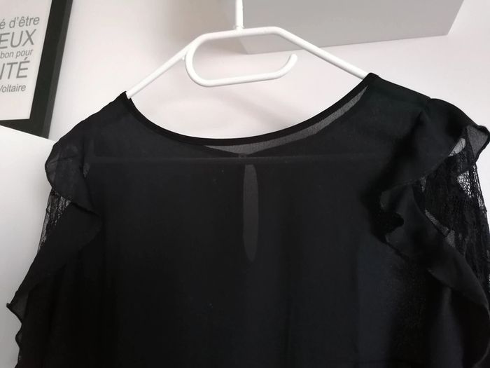 Blouse manches frou frou dentelle noire Promod 38 - photo numéro 3