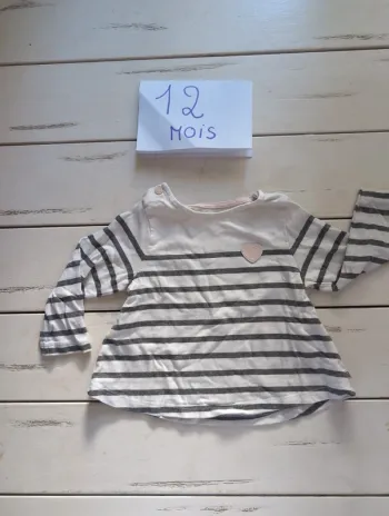 Tee shirt marinière bébé fille 12 mois