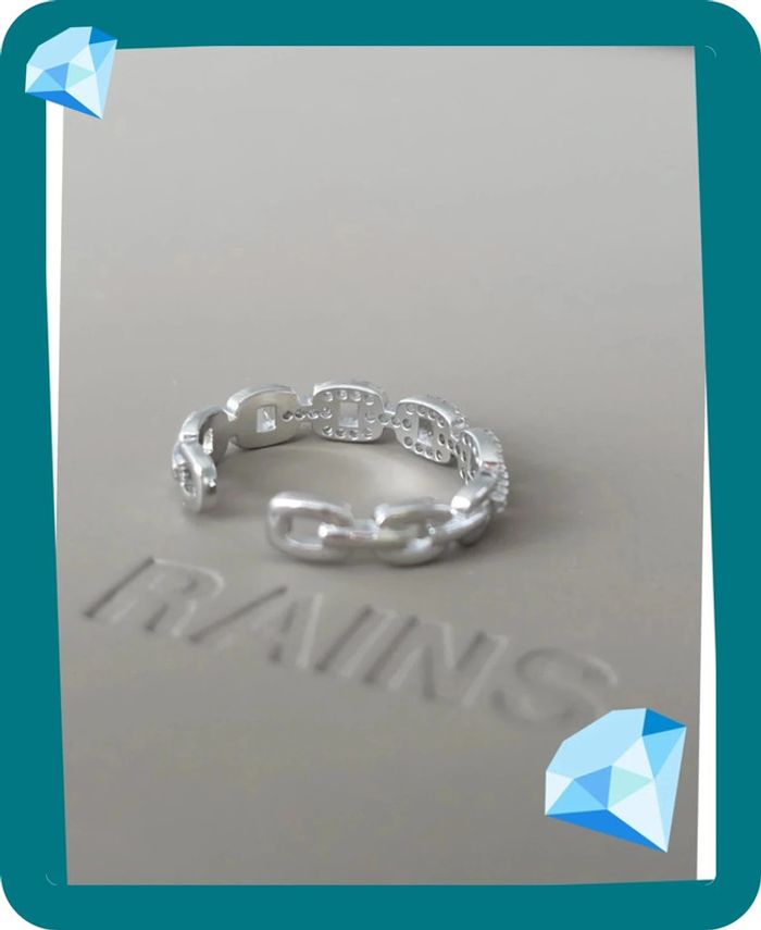 Bague réglable chaîne ornements argent - photo numéro 3