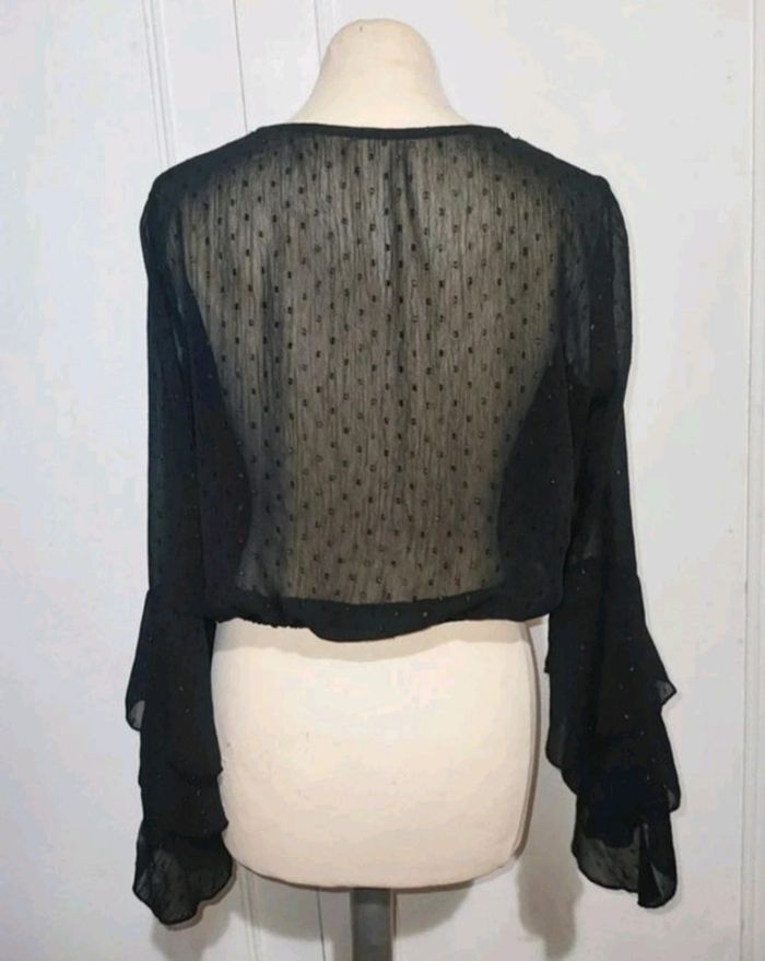 💎haut crop top sexy bohème noir Point scintillant taille unique xs s m femme - photo numéro 7