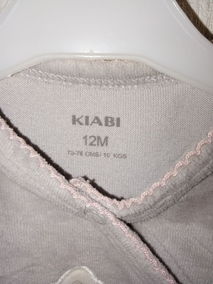 Pyjama bébé fille,  velour, hiver gris 12 mois Kiabi  motif blanc, rose - photo numéro 4