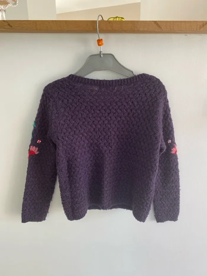 Gilet du pareil au même violet broderies fleurs - photo numéro 4