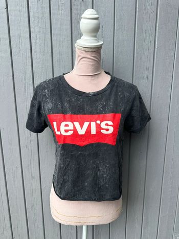 T-shirt manches courtes rouge et gris crop top été