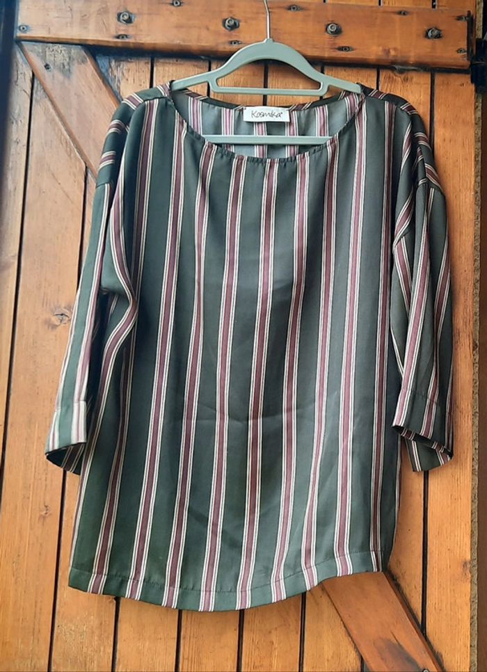 Blouse kaki à rayures S