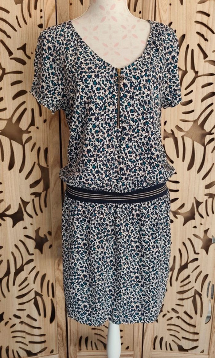 Robe fluide imprimée col V bande élastique Promod - photo numéro 2