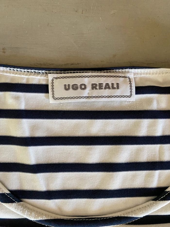 Tee shirt marinière blanc et marine Ugo Reali taille S / M - photo numéro 9