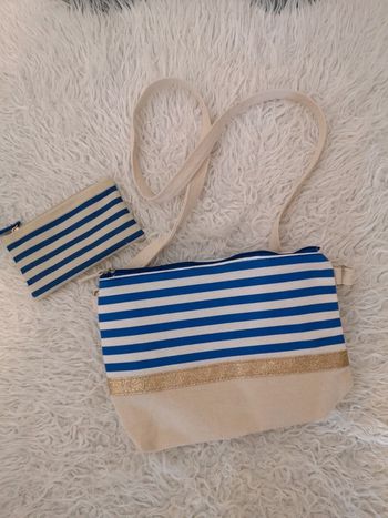 Jolie ensemble sac bandoulière et porte monnaie marinière neuf