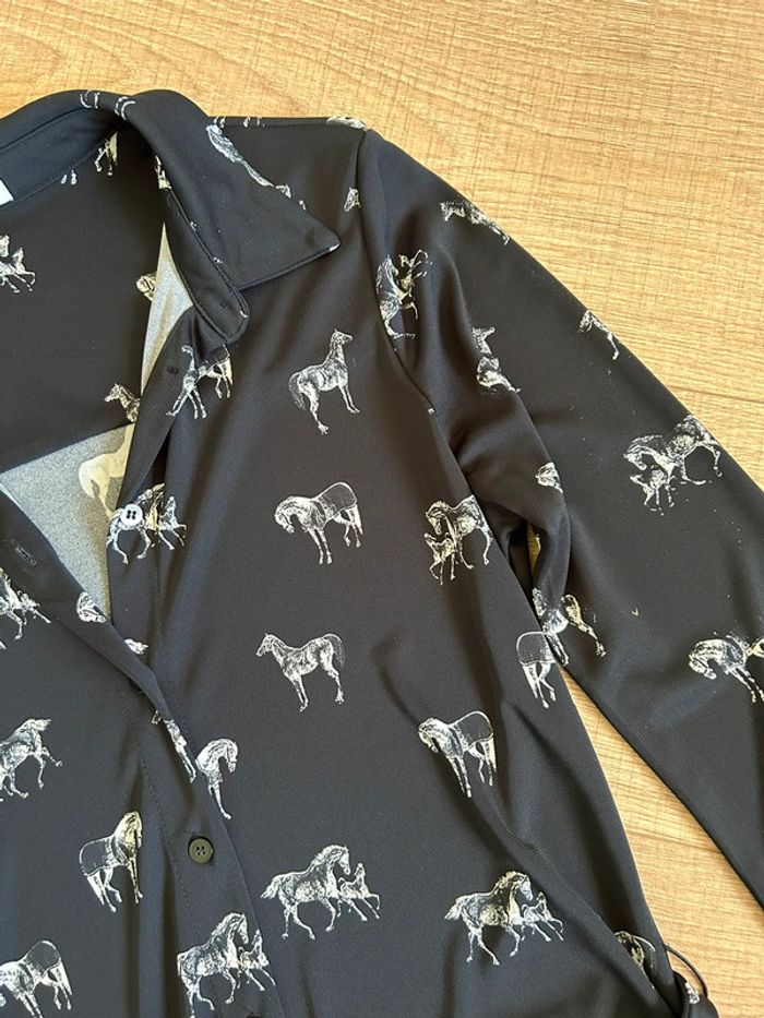 Robe noire et blanche imprimée mi longue WE taille S jamais portée - photo numéro 13