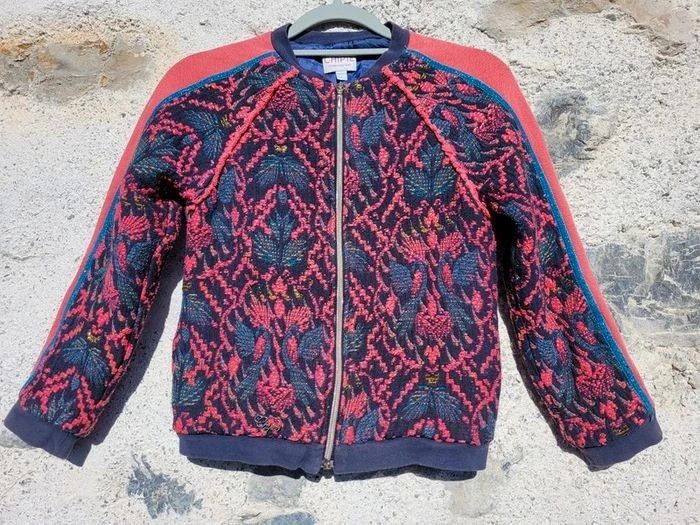 Chipie veste blazer, brodées, bleu jeans et rose corail, 10 ans - photo numéro 2