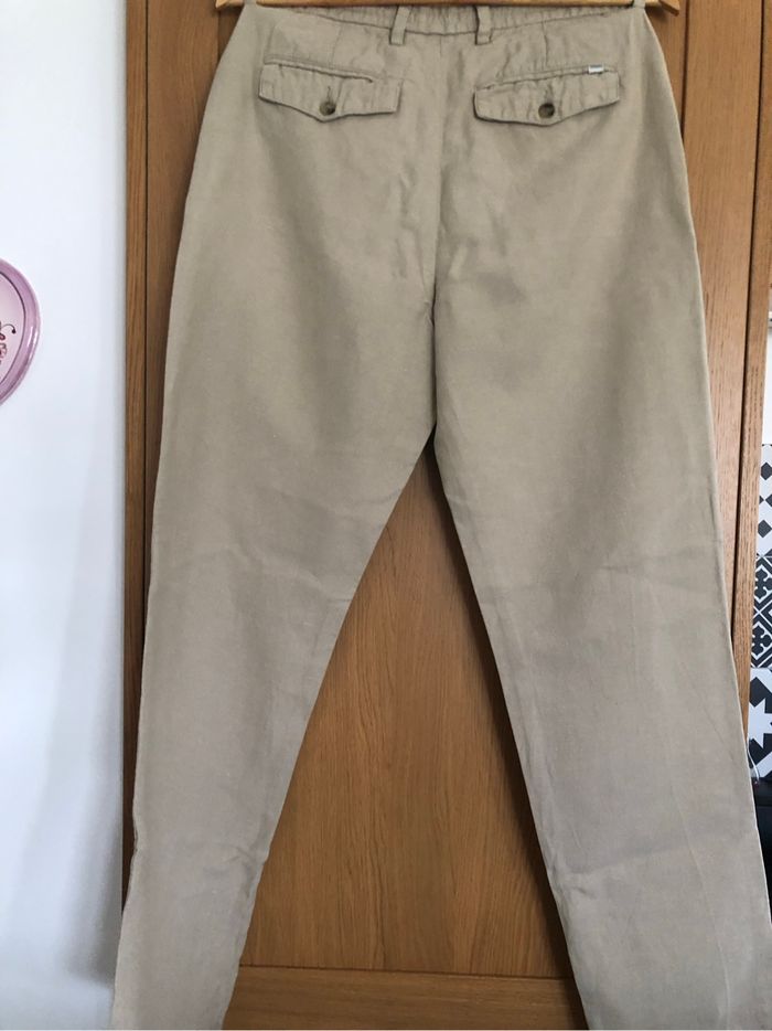 Pantalon lin et coton Bonobo beige taille 36 (S) - photo numéro 3