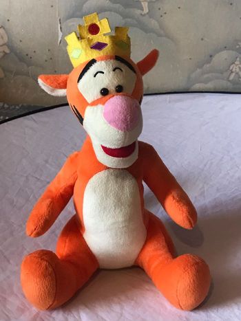 Petit Tigrou Tigre Orange Roi Couronne Jaunes Pierres Précieuses Tête Peluche Petits Enfants Bébés
