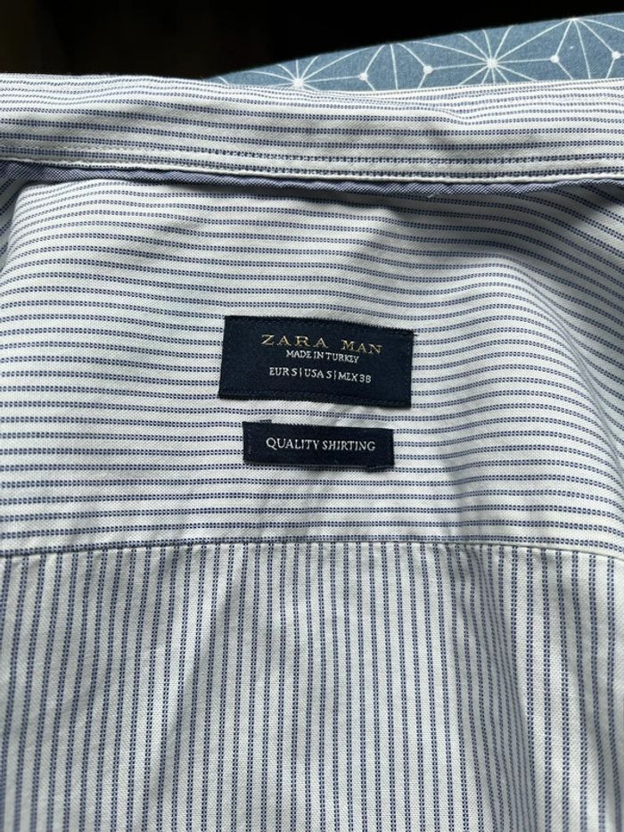 Chemise à rayures taille S homme Zara  homme couleur bleu blanc état satisfaisant - photo numéro 3