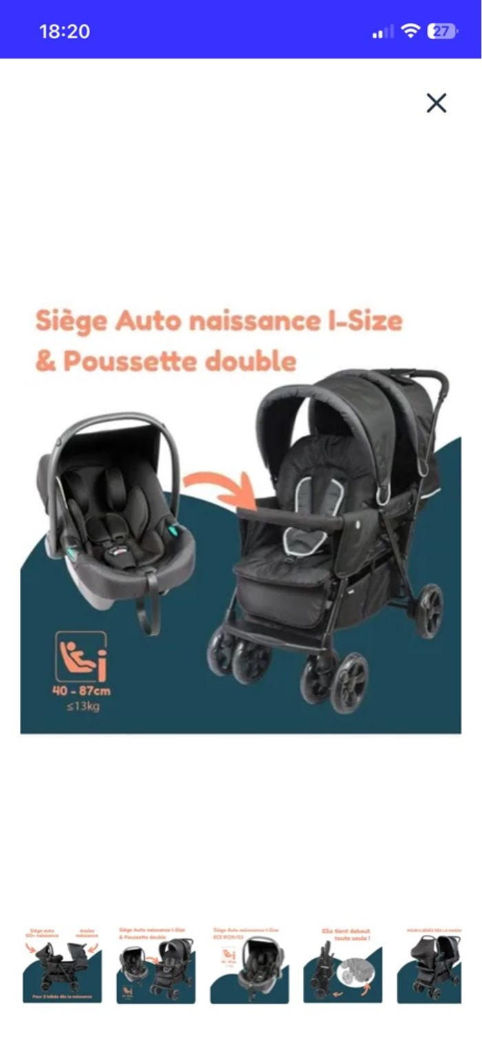 Poussette double + habillage de pluie - photo numéro 9