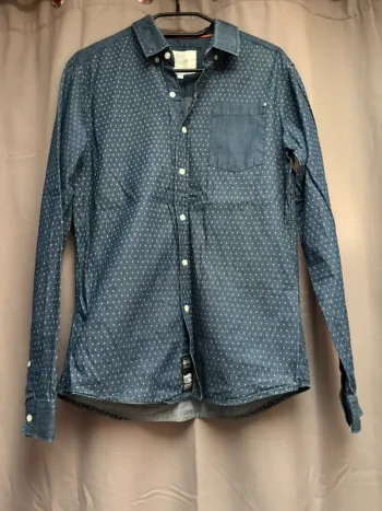 Chemise manche longue CrossHatch Ser55, chemise en jean, chemise homme jeans
