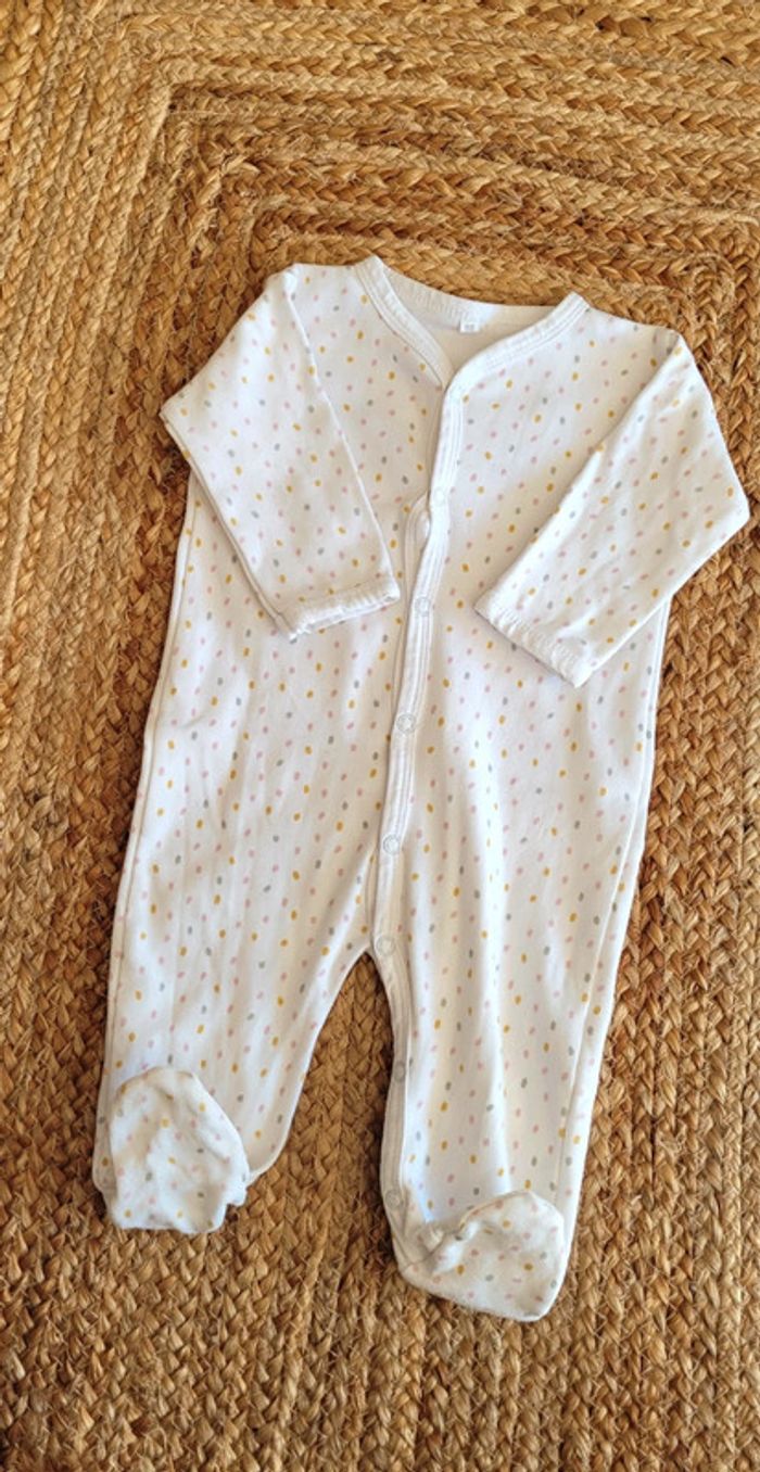 Jolie combinaison Body Grenouillère blanche à pois colorés 6mois - photo numéro 5