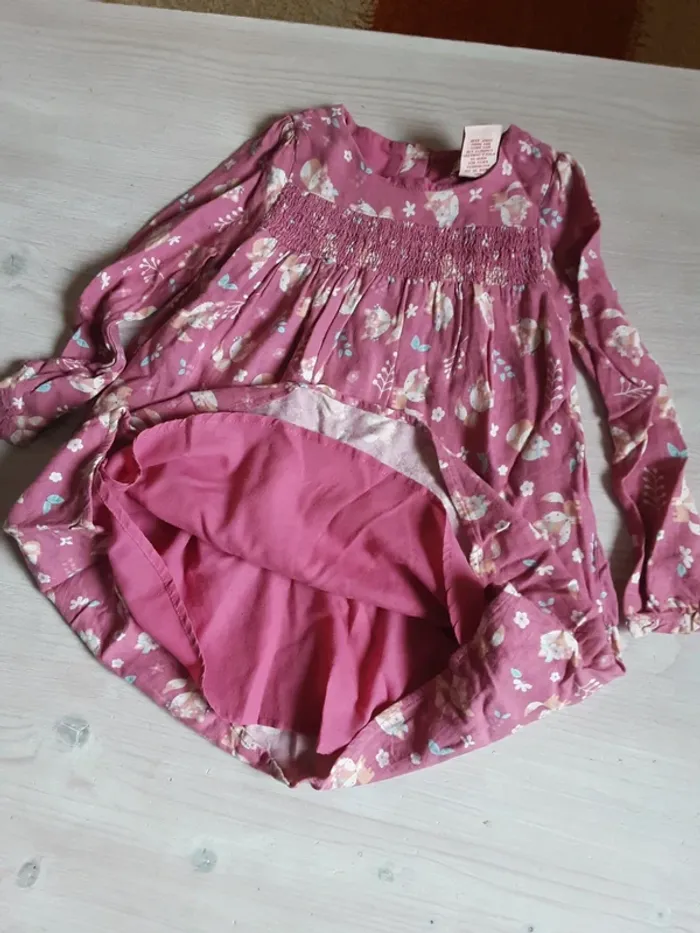 Robe renard fleurs automne rose T. 3 ans - photo numéro 2