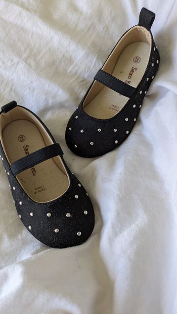 Jolies Ballerines Noires à Pois Argentés - Pointure 25