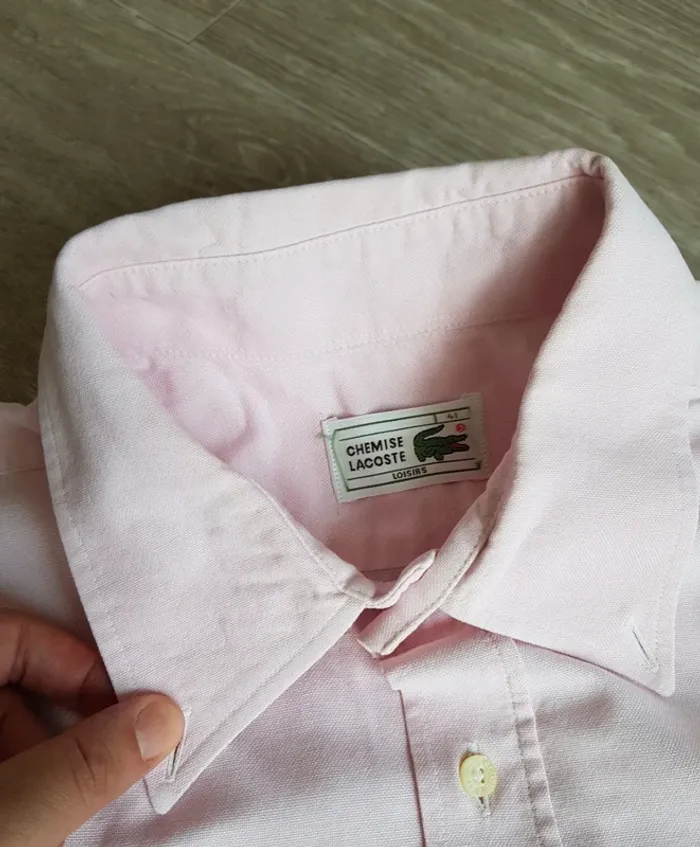 Chemise Lacoste manches courtes rose clair taille 41 - photo numéro 7