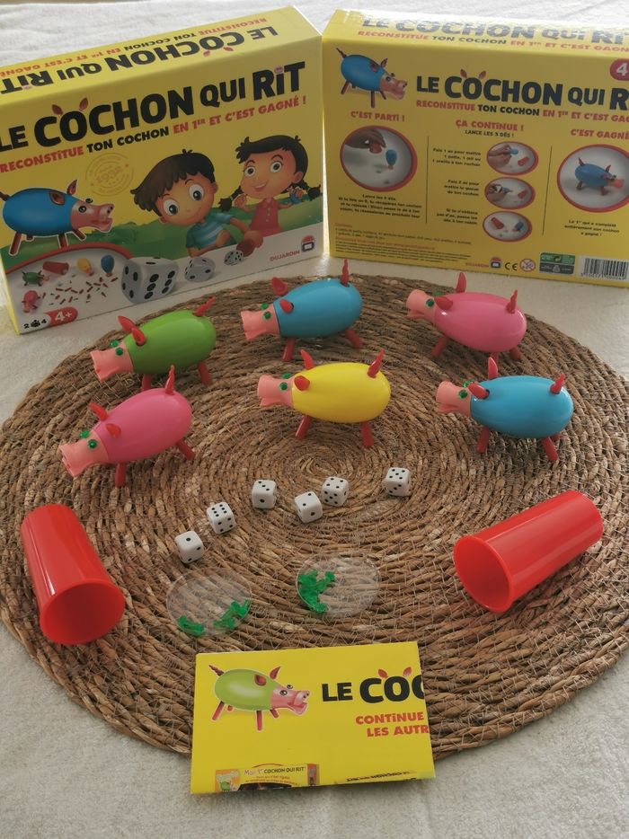 Le cochon qui rit, 2 boîtes réunies donc 6 joueurs, complet et comme neuf - photo numéro 2
