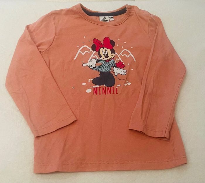 Tee shirt manche longue rose avec Minnie Disney Baby 18 mois - photo numéro 2