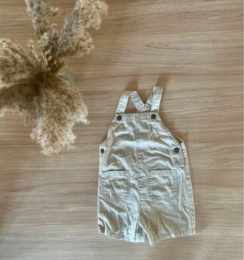 Salopette courte en jeans beige Kiabi