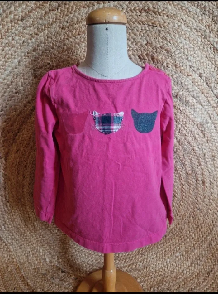 Lot de 3 hauts à manches longues rose fille okaïdi et sergent major 3 ans 98cm - photo numéro 2