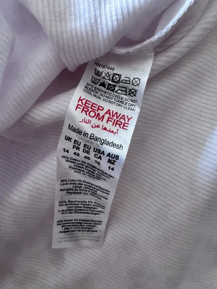 Body Blanc à manches longues Boohoo Basics – Col rond – Taille 42 – Neuf - photo numéro 5