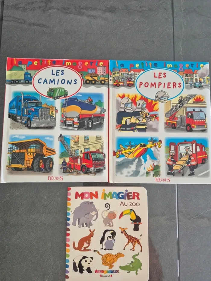 Lot de livres La Petite Imagerie Les camions et Les Pompiers