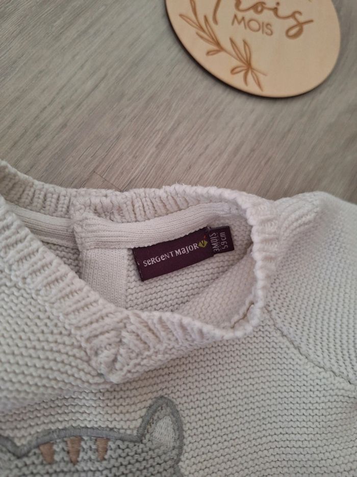 Pull blanc brodé Sergent Major - photo numéro 3