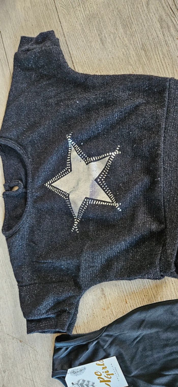 Robe courte noire avec étoiles sans manche avec pull assorti, LPC Girls, 5 ans, neuf - photo numéro 5