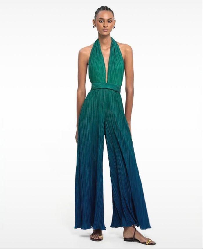 Combinaison plissée verte élégante - photo numéro 3
