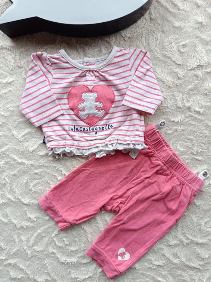 Ensemble (tee shirt manches longues+legging) Fille 1 mois cœur Lulu castagnette - photo numéro 2