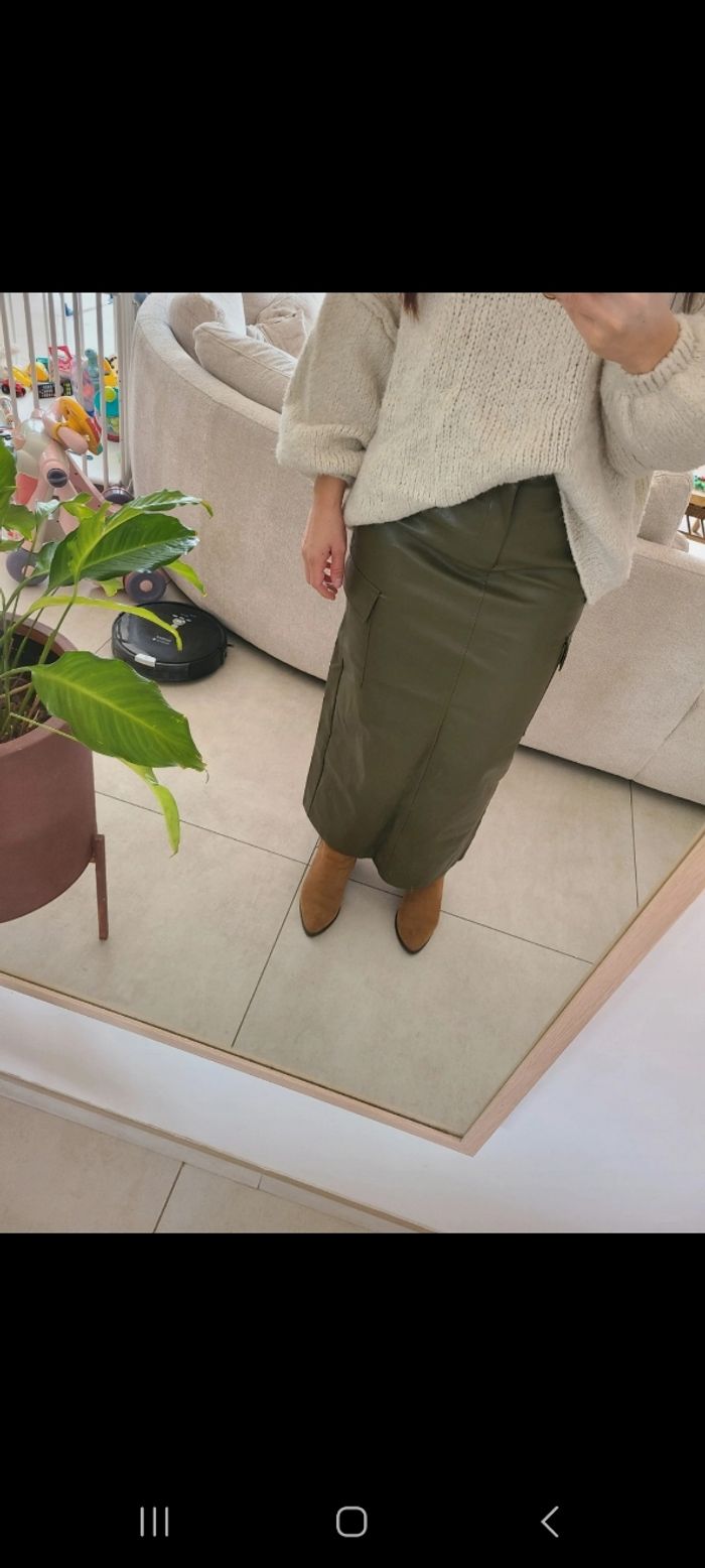 Jupe simili cuir kaki - photo numéro 2