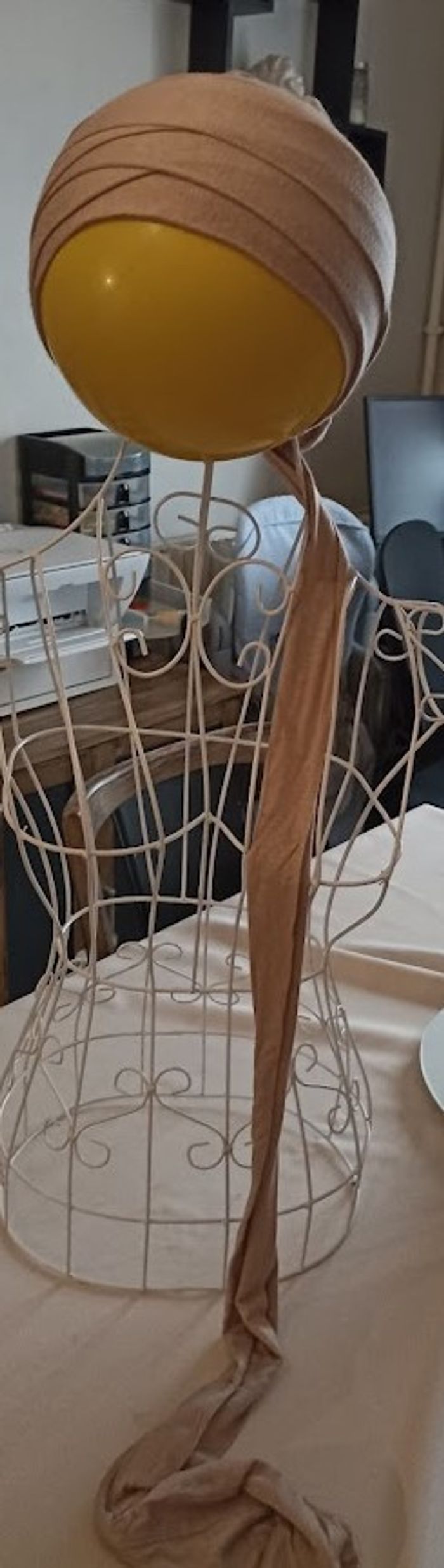 Turban Bonnet Élégant Nude / Beige Rosé - 100% Viscose - Tie Back - photo numéro 9