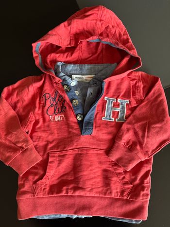 Sweat 24m effet chemise dessous Minoti neuf rouge