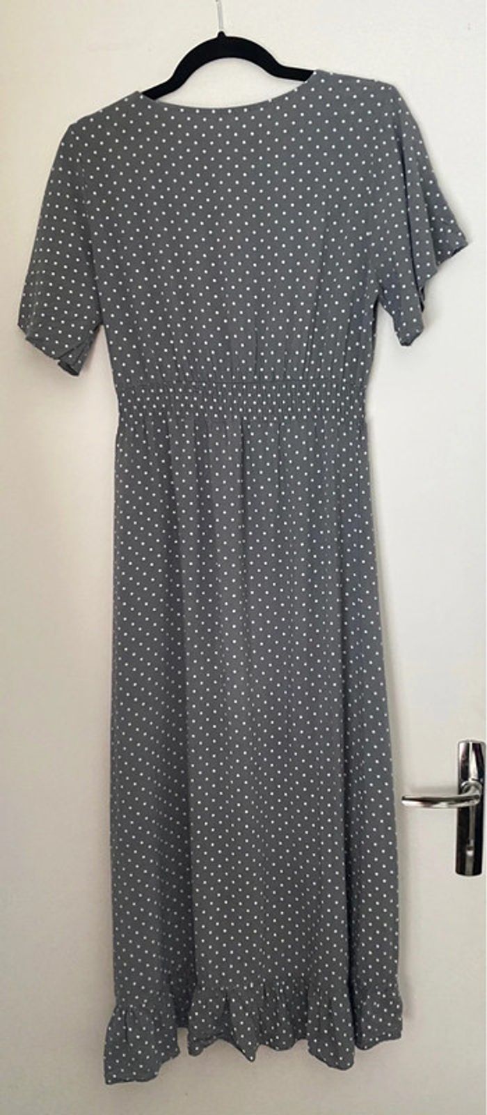 Robe Asymétrique Longue À Pois Avec Volant Taille S - photo numéro 5