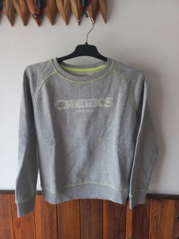 Pull gris avec une fermeture éclair sur le côté